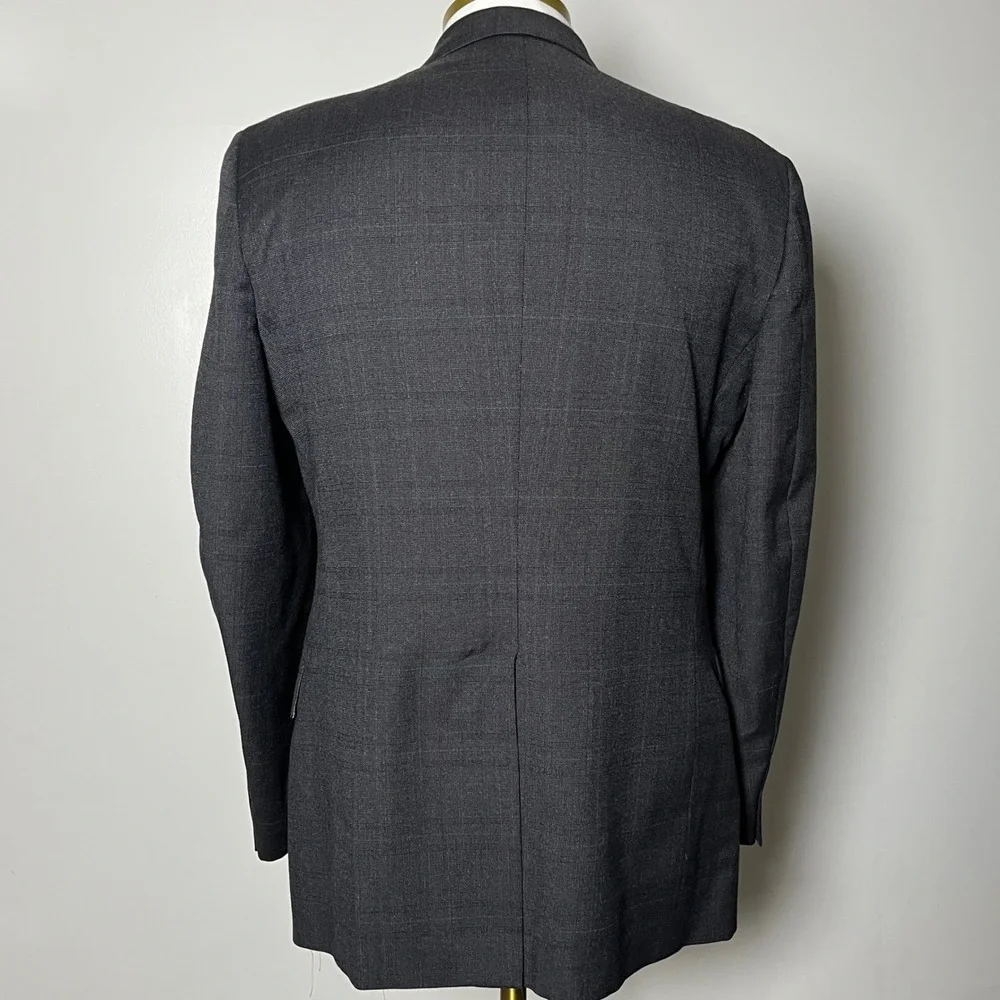 Johnny Carson Suit Mens 40R 34W Grey Glen Plaid Vintage 2-Button USA Made